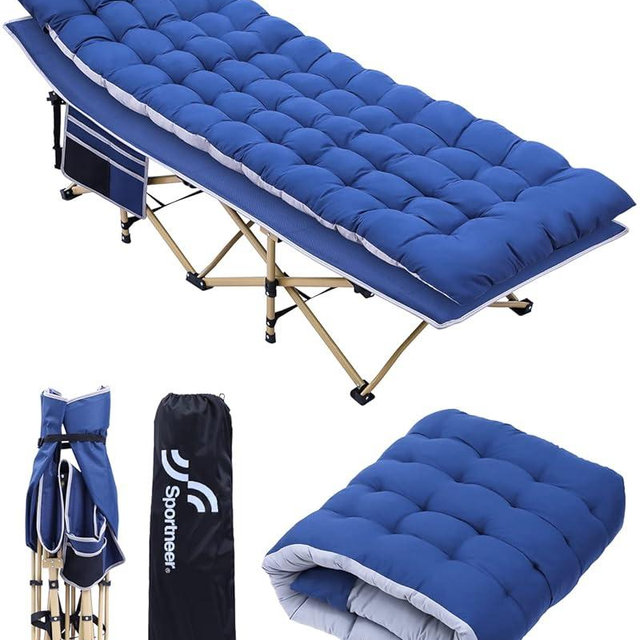 Sportneer Camping Cot, Camping Cots for Adults with Mattress Max Load 450 LBS Heavy Duty Portable Sleeping Folding Bed with Padded for Camping Tent Office Outdoor Travel Sleep Over
