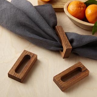 Acacia Rectangle Napkin Ring, Set of 4