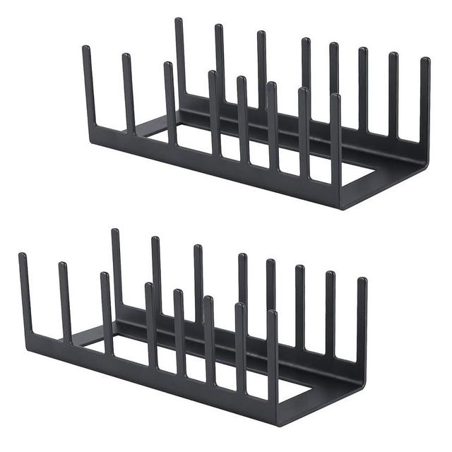 Yikaroeli 2Pcs Cutting Board Organizer, Small Cutting Board Holder Rack Cookie Pan Sheets Racks Storage Stand for Kitchen Cabinet Countertop Bakeware Organizer (Matte Black)