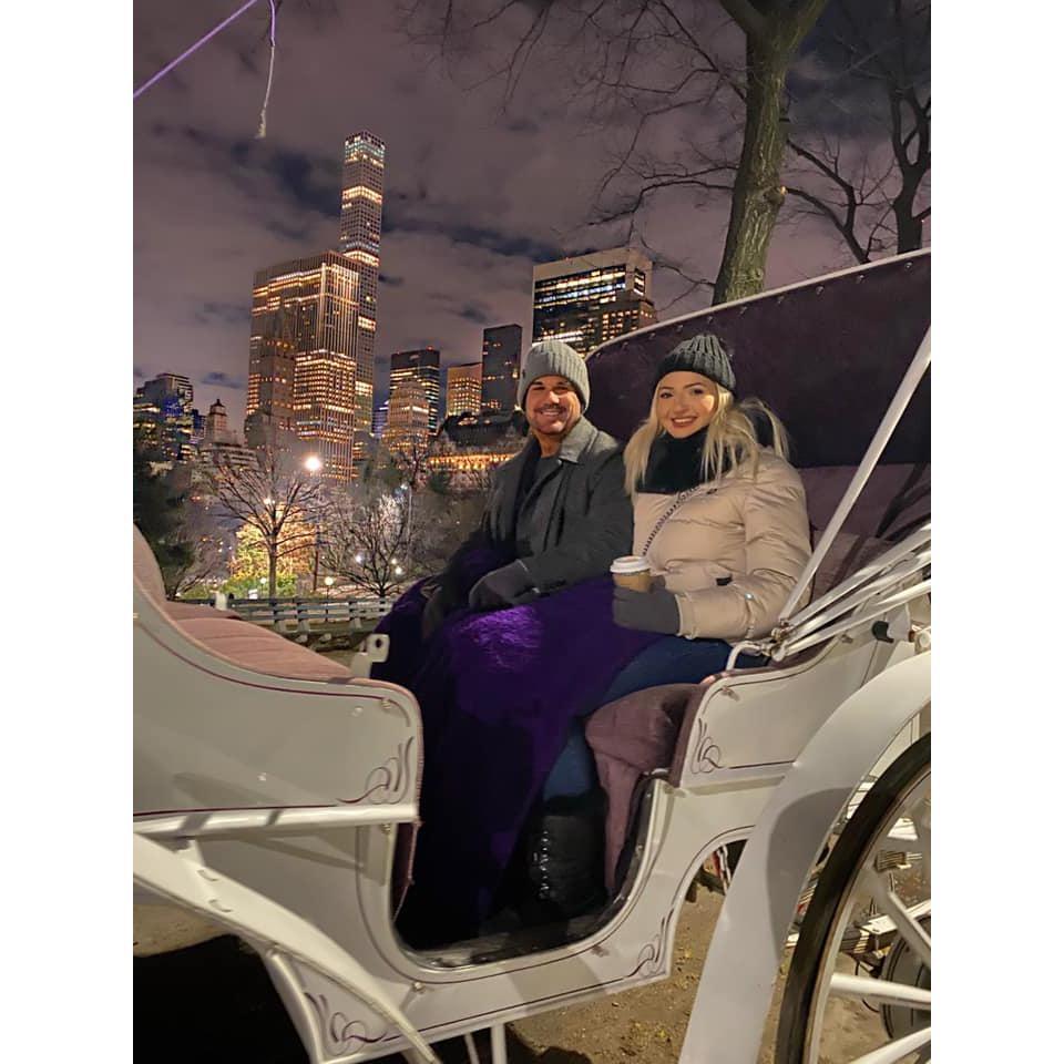 Romantic nighttime carriage ride in Central Park, New York