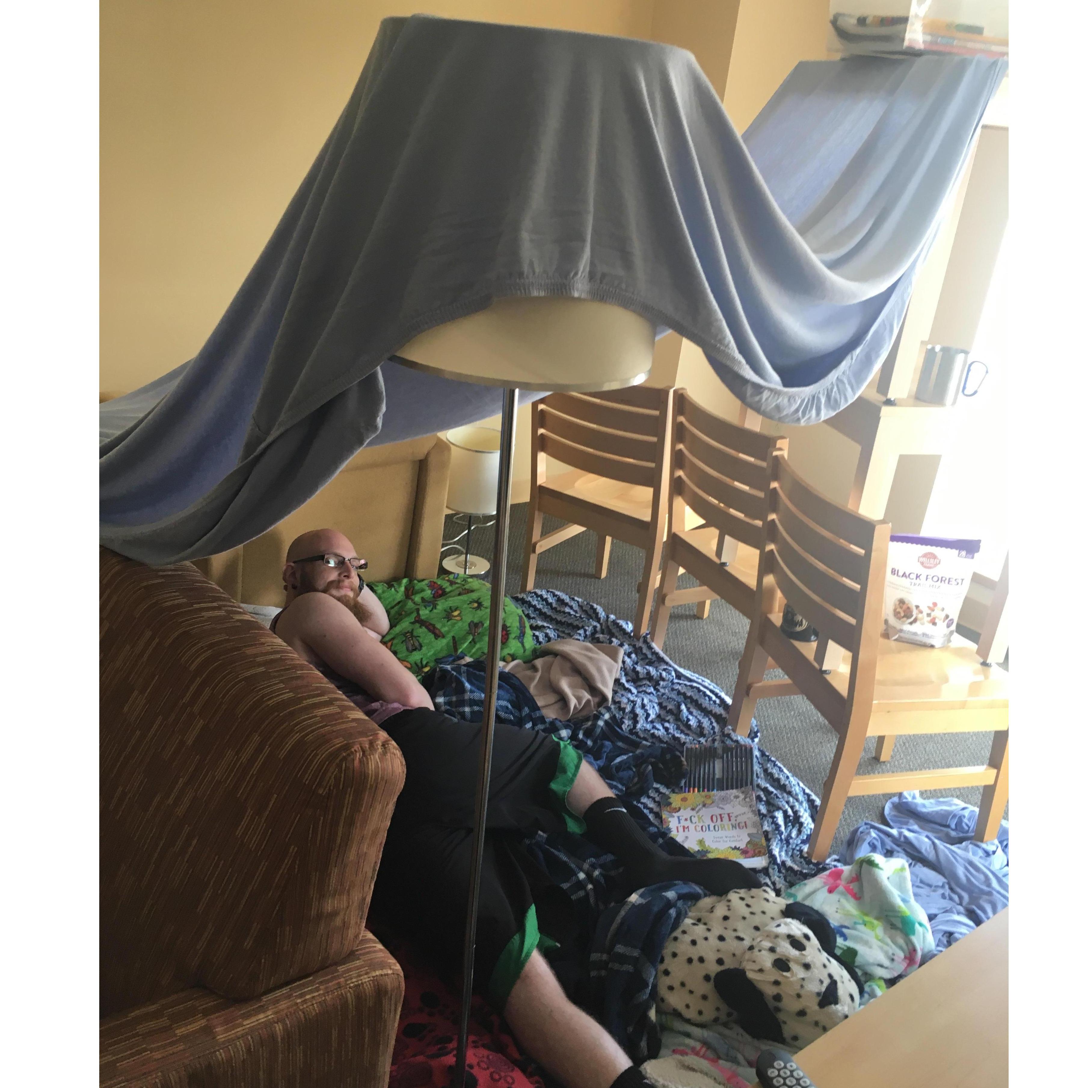 9/2/18 First pillow fort in my student housing apartment!