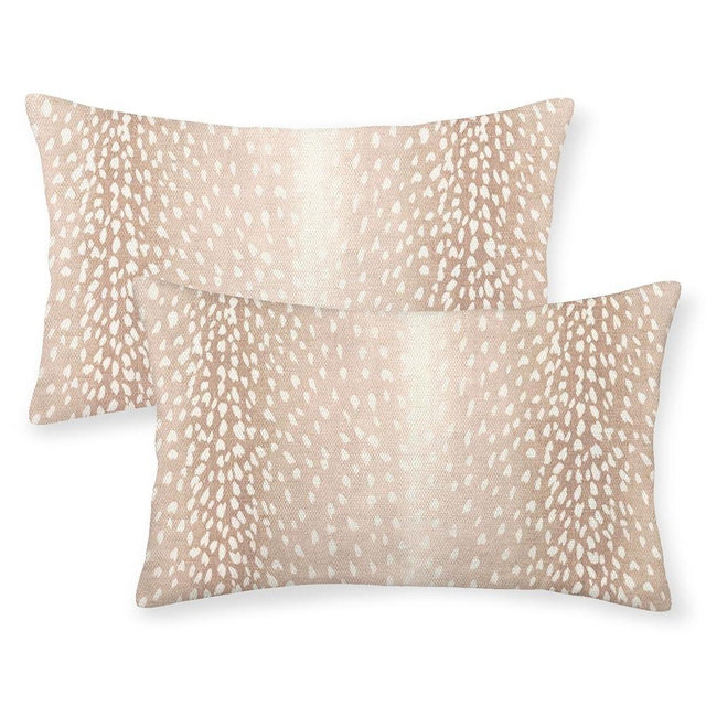 JEFERSO Antelope Pillow Covers 12x20 Set of 2 Beige Animal Skin Print Throw Pillow Covers Modern Antelope Decorative Pillow Cases Outdoor Farmhouse Linen Decor Cushion Case for Couch Sofa Room