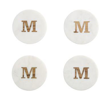 Alphabet Marble & Wood Coasters, Set of 4 - M