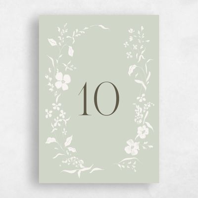 Grassy Sage, Green Wedding Table Number - Lynette
