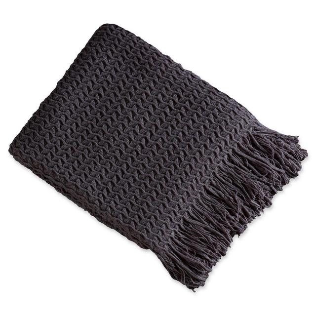 Brielle Winding Wave Throw Blanket in Grey