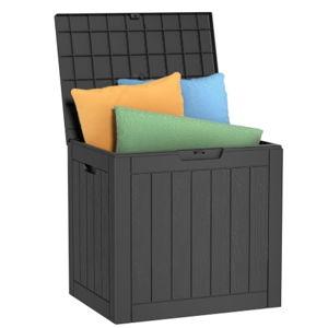 36 Gallon Outdoor Deck Box, Lockable Waterproof Outdoor Storage Boxes For Garden Tools,Indoor Cushions,Accessories Outside Storage Resin Weatherproof Container(Black)