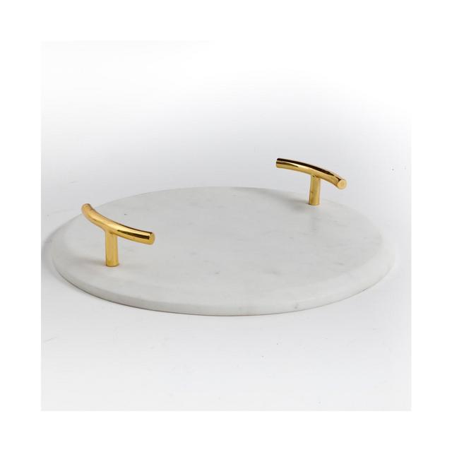 Laurie Gates White Marble Round Cheese Server