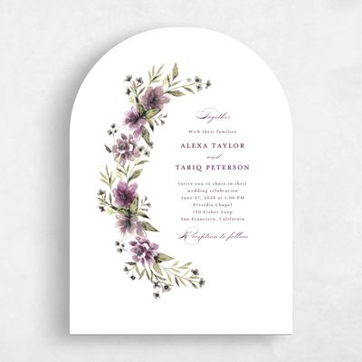 Purple Arch Wedding Invitation - Cordova Wreath