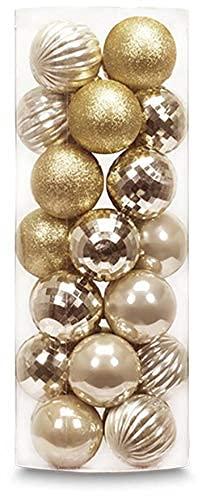 AUXO-FUN 2.36" 28ct shatterproof Christmas Ball Ornaments in 4 finishes for Christmas Tree Decoration (Gold, 6cm)
