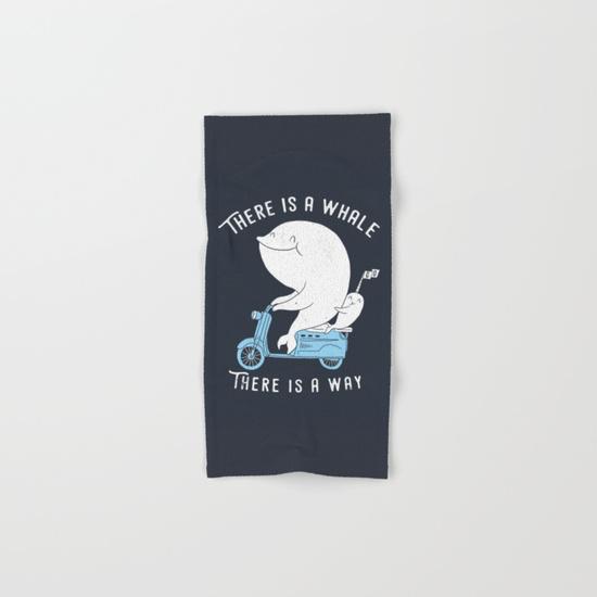 There is a whale hand towel