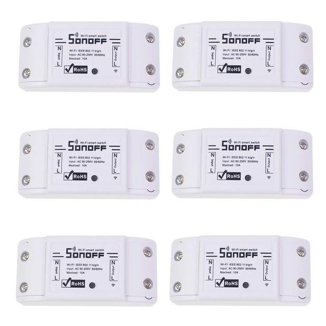 Sonoff WiFi Switch Pack of 6 Wireless Remote Control Electrical for Household Appliances Compatible with Alexa DIY Your Home via Iphone Android App