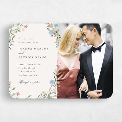 Beige Rounded Wedding Invitation - Laurelwood Photo