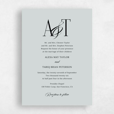 Grey Wedding Invitation - Kellan Classic