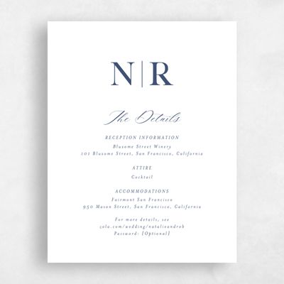 Navy, Blue Wedding Enclosure - Holt Letterpress