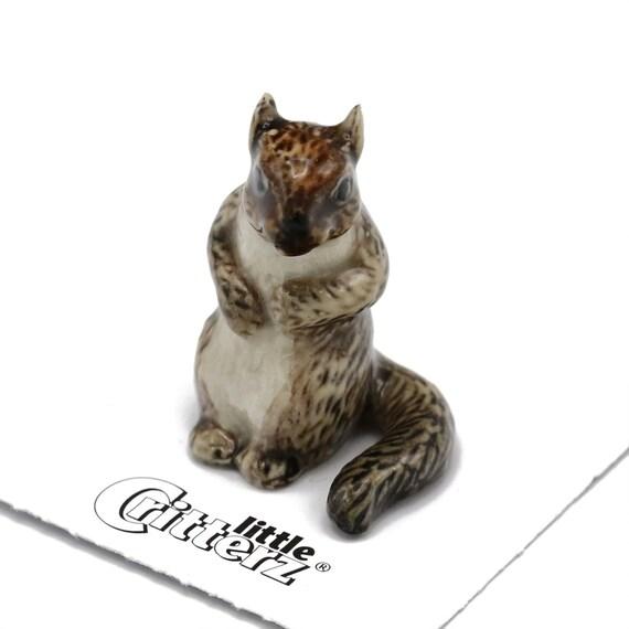 Gray Squirrel "Scamper" - miniature porcelain figurine