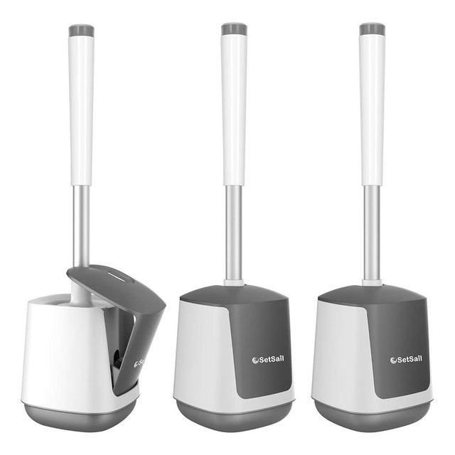 SetSail Toilet Brush 3 Pack Toilet Bowl Brush and Holder Toilet Cleaner Brush with Nylon Bristles Ventilated Toilet Brushes for Bathroom with Holder for Toilet Scrubber Cleaning, White