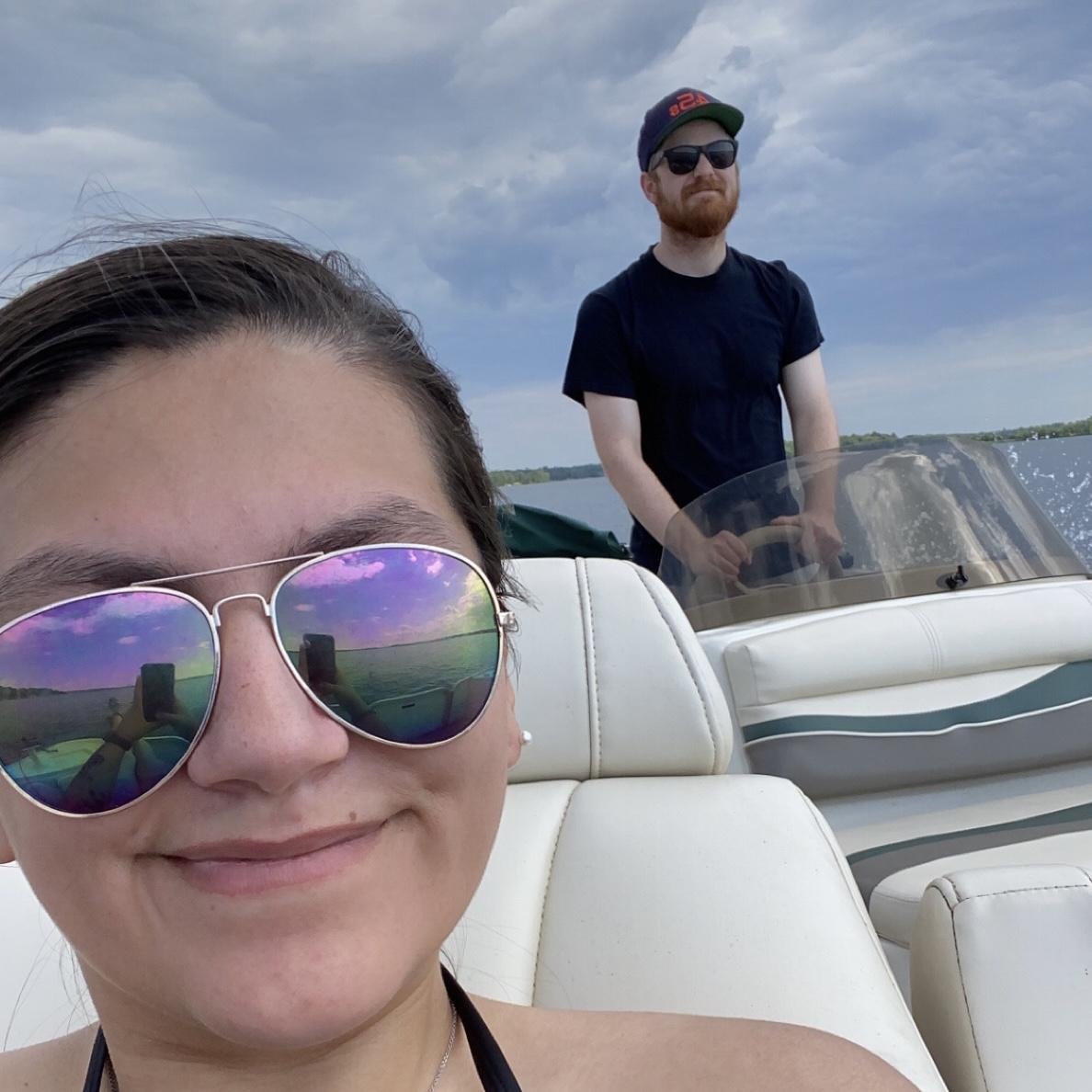 Boating at Zach’s family’s cabin