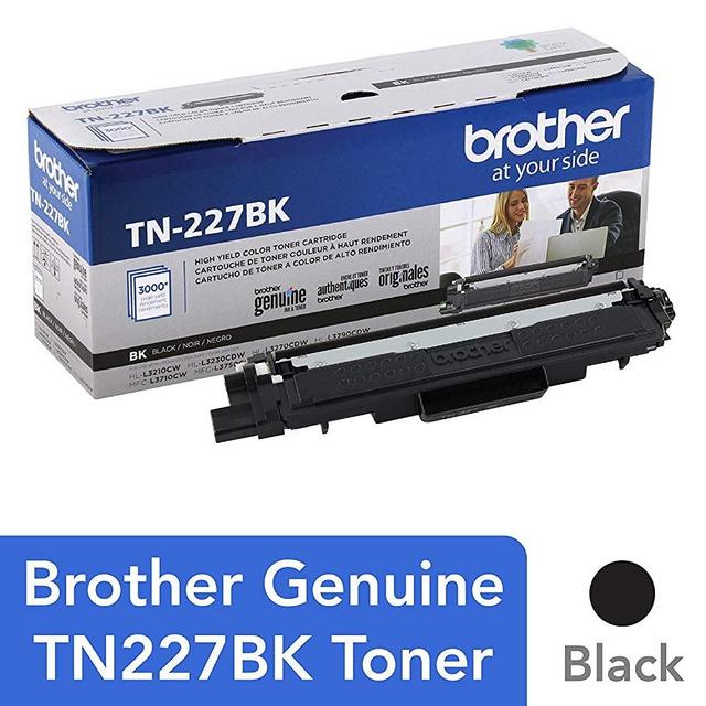 Brother Genuine TN227, TN227BK, High Yield Toner Cartridge, Replacement Black Toner, Page Yield Up to 3,000 Pages, TN227BK, Amazon Dash Available