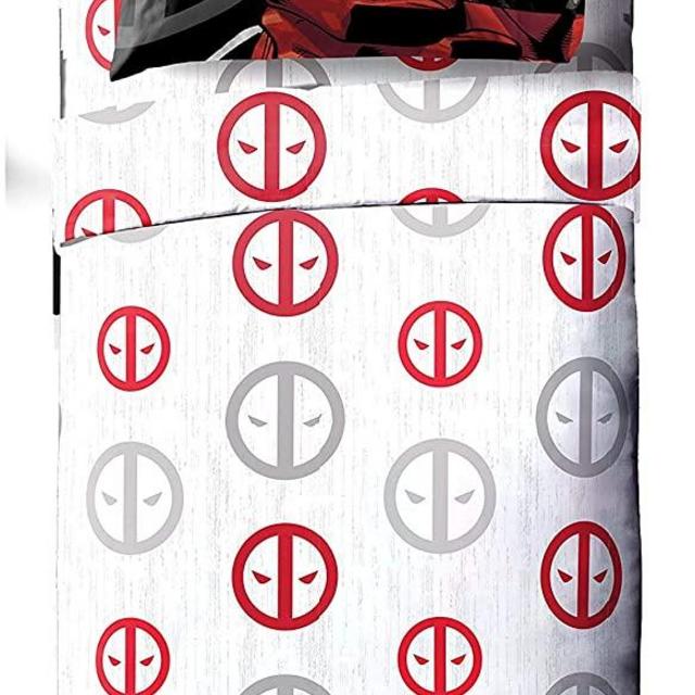 Marvel Deadpool Invasion 4 Piece Queen Sheet Set White/Red/Gray
