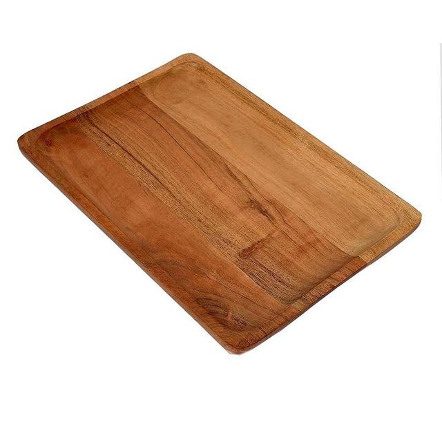 EDHAS Acacia Wooden Breakfast Serving Tray for Food Server for Bar, Kitchen Counter, Breakfast, Tea, Coffee, Table, Sofa (14" x 10" x 1")