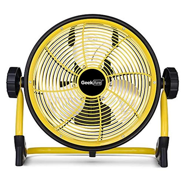 Geek Aire Rechargeable Outdoor High Velocity Floor Fan 10 Portable 7800mAh Battery Operated Fan with Metal Blade 360Vertical Tilt 24 h Run Time Cordless Fan for Camping Travel Tent Hurricane Home