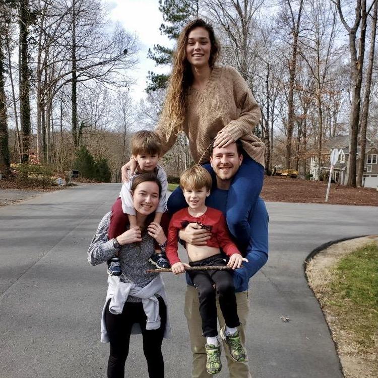 Us with Mariah, Thomas, and Sam at Christmas in Raleigh, NC!