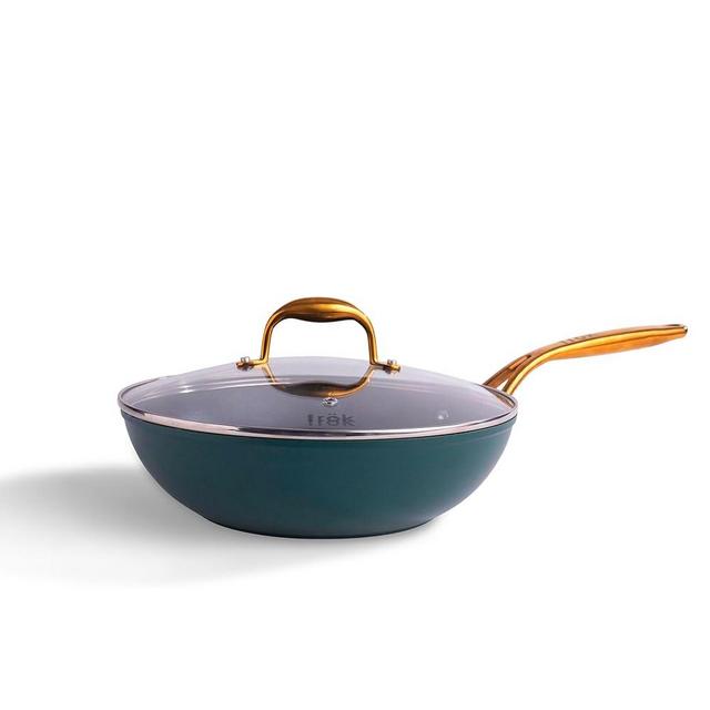 frök All-In-One Non-Stick Fry Pan Meets Wok with Lid, 11-Inch, Green & Gold