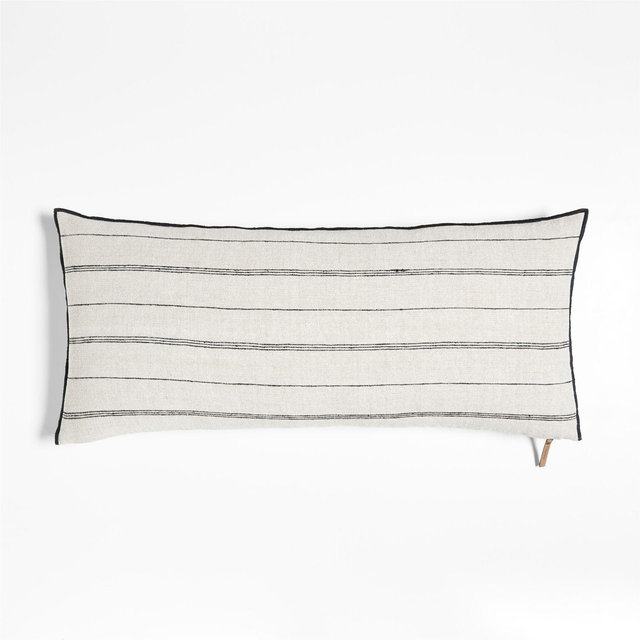 Chatou Organic Cotton Arctic Ivory Stripe 36x16 Throw Pillow Cover