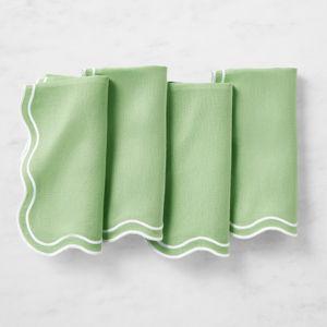 AERIN Scalloped Napkins, Set of 4 (Green)
