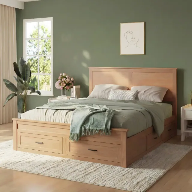 Queen Size Platform Bed Frame Storage Bed with 6 Drawers, Seadrift-ModernLuxe