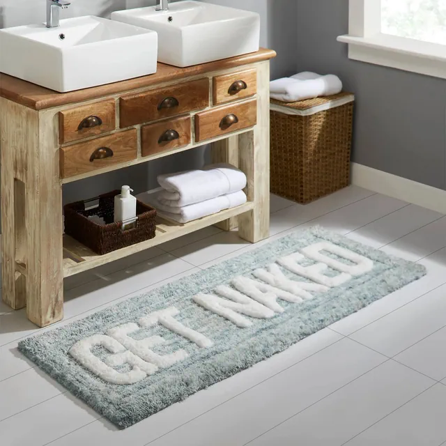 VCNY 24"x60" Home Get Naked Statement Bath Rug Teal Blue