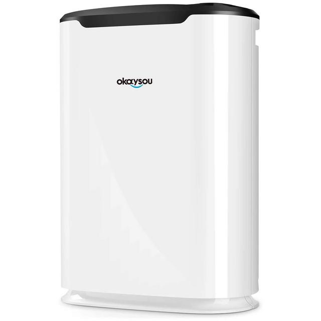 Okaysou Air Purifier with Washable Ultra-Duo 2 Filters, Medical Grade H13 True HEPA, 5-in-1 Cleaner Odor Eliminators for Pets Smokers Dust Pollen VOCs for Large Room, 500 Sq Ft (White)