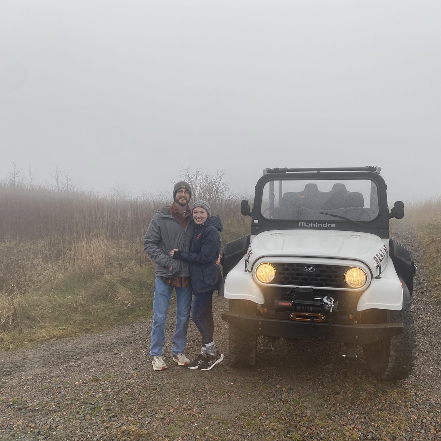 Jeep tour in the foggy mountains of Virginia