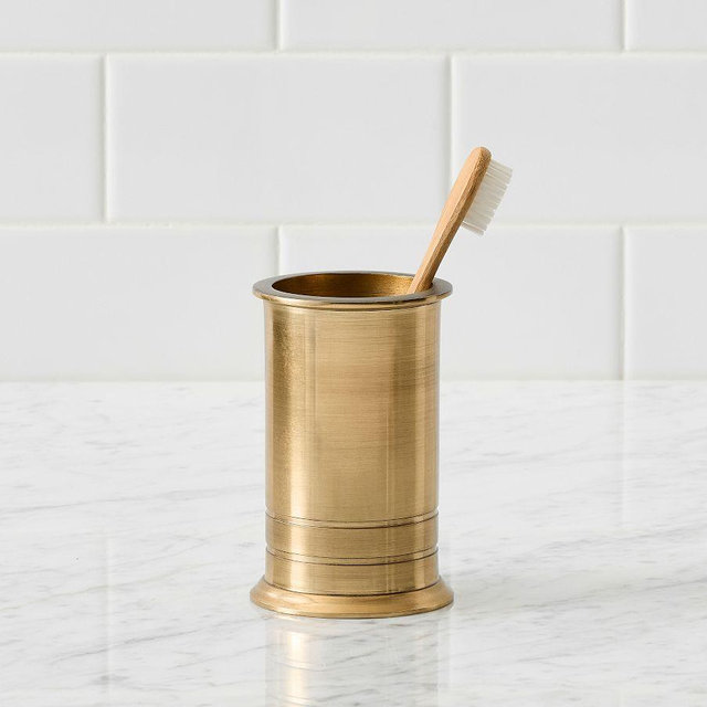 Garrett Toothbrush Holder, Brushed Brass