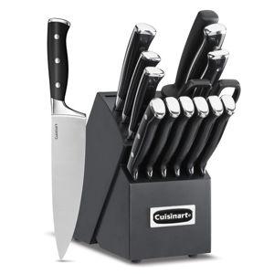 Cuisinart 15-Piece Knife Set with Block, High Carbon Stainless Steel, Forged Triple Rivet, Black/Black C77BTR-15PBK