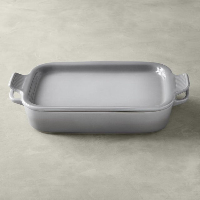 Le Creuset Stoneware Rectangular Baker with Platter Lid, French Grey
