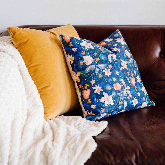 Jill's Floral Throw Pillow in Navy