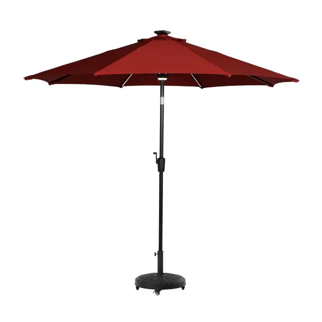 9 ft. Aluminum Market Solar Tilt Patio Umbrella in Chili