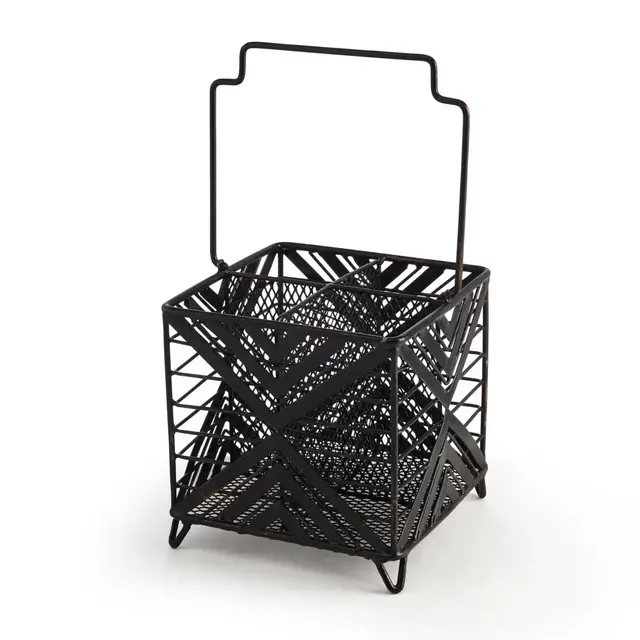 Scott Living Luxe Iron Flatware Caddy in Black