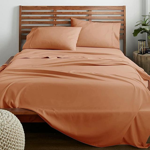 American Home Collection Deluxe 4 Piece Bed Sheets Set Deep Pocket Extra Soft Microfiber Wrinkle Free Sheets Easy Care (King, Tan)