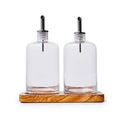 Sur La Table Olivewood Oil and Vinegar Cruet Set