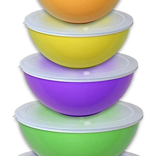 Gourmet Home Products 12 Piece Nested Polypropylene Mixing Bowl Food Storage Set with Lids, Royal Blue