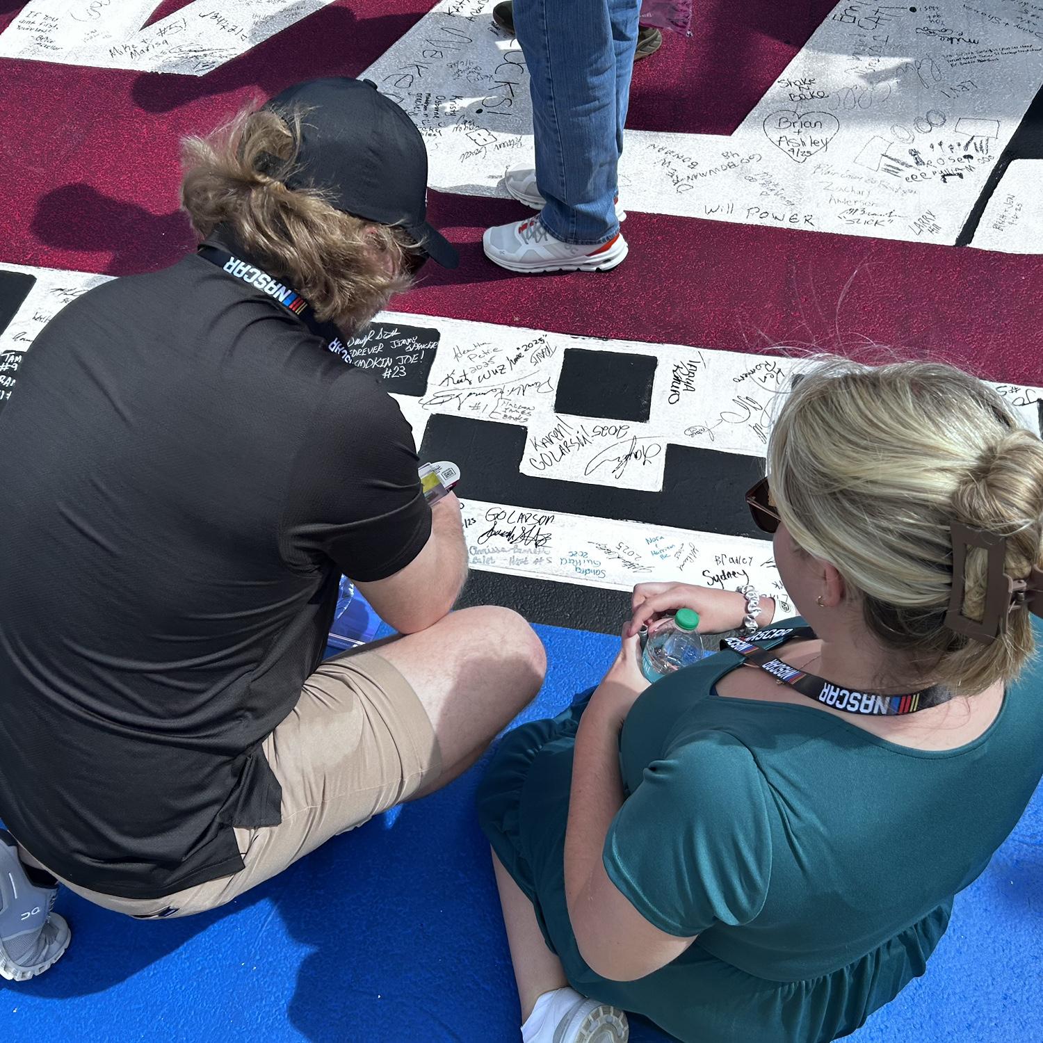 Signing the Start/Finish Line, Darlington, 2025