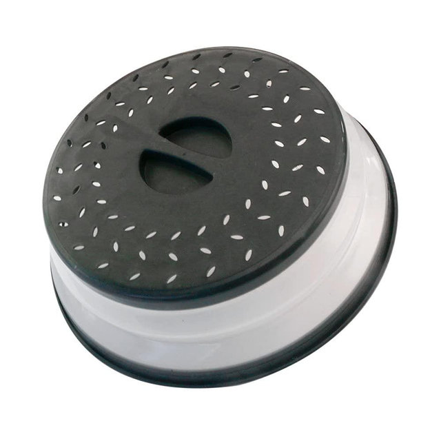 Collapsible Microwave Splatter Cover, Microwave Plate Cover With Steam Vent，BPA-Free Silicone & Plastic(black, 10.5IN)
