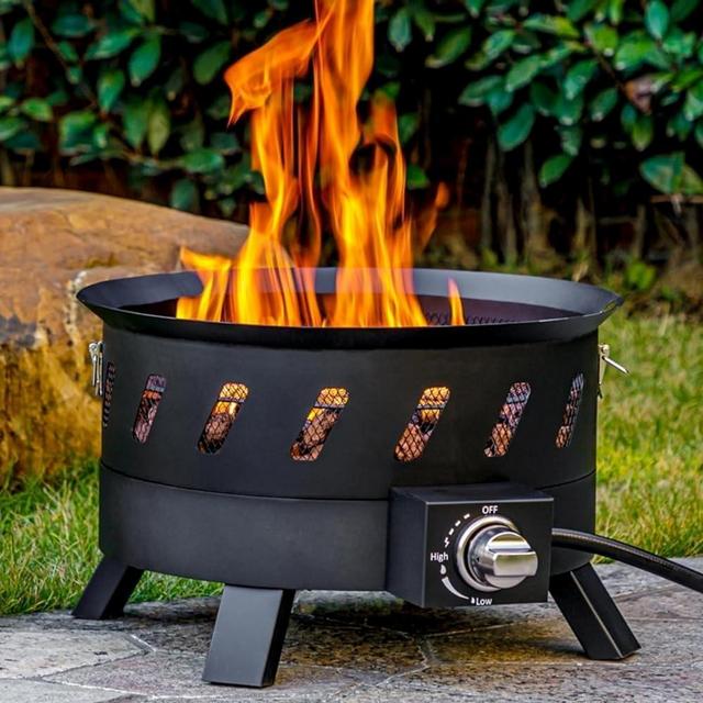 EcoNook 17.3 inch Portable Propane Fire Pits, Gas Fire Pit Bowl for Outside with Lid & Handle, Smokeless Gas Firebowl,Propane Firepit for Camping, Patio, Yard, Garden…