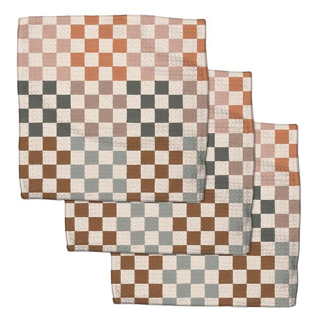 GEOMETRY Kitchen Dish Cloths - Quick Dry Dishcloths for Kitchen - Premium Dish Rags with Geoweave - 3-Pack Set (Autumn Checkers)