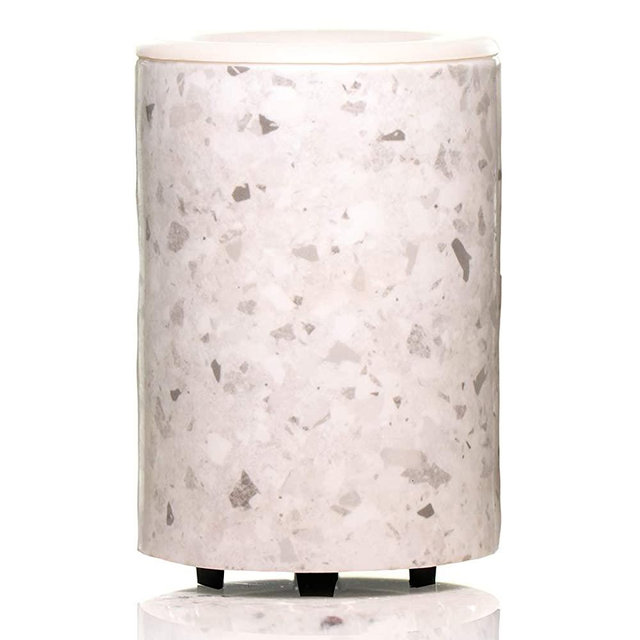 Happy Wax - Mod Wax Melt Warmer (with Auto Shut Off Timer) in White Terrazzo - Perfect Electric and Decorative Ceramic Wax Melter or Warmer for Scented Wax Melts. (Melts not Included) (White Terrazzo)