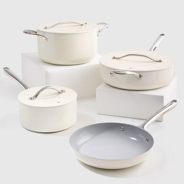 Ceramic Nonstick 7pc Cookware Set - Ivory