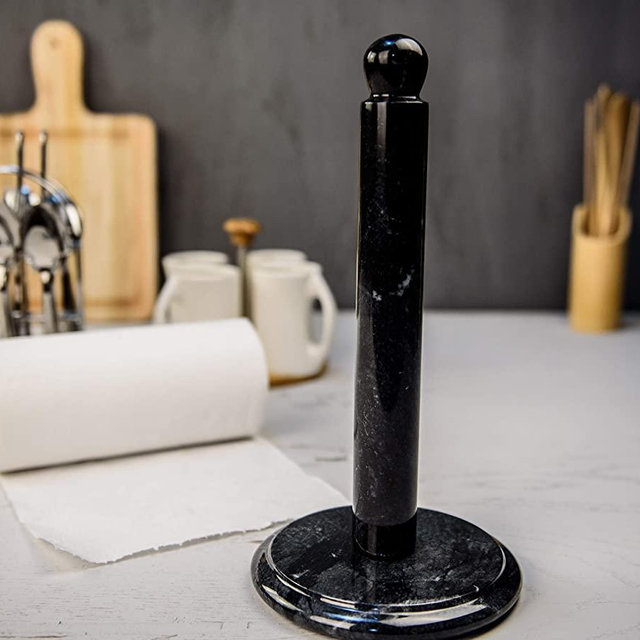 RADICALn Paper Towel Holder Handmade Marble Kitchen Towels Rack Paper Roll Holder - Non Steel Non Plastic Wrapping Paper Holder Towel Dispenser - Hand Towel Rack Holder (Black)