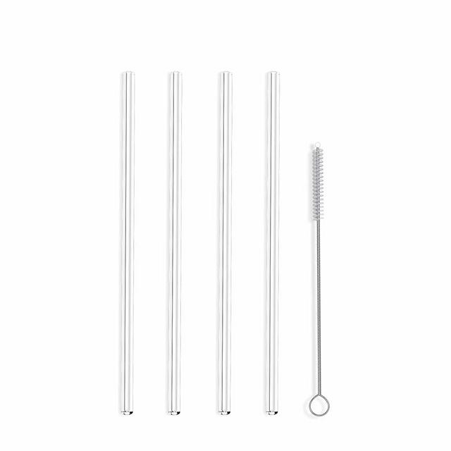 Hummingbird Glass Straws Little Sipper 6" x 7mm Made With Pride In The USA - Perfect Reusable Straw For Coffee, Tea, Wine, Juice, Water, Essential Oils - 4 Pack With Cleaning Brush